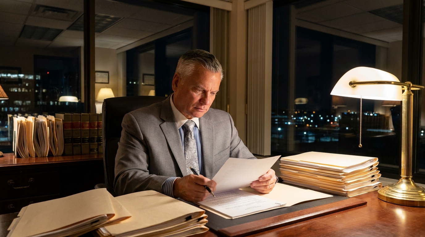 Joseph Paletta reviewing case files at his desk
